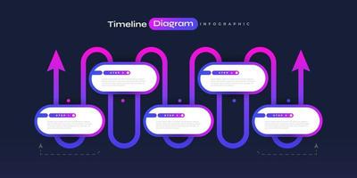 Infographic Design Template with Colorful Gradient Style for Business Presentation. Timeline Diagram Presentation with Arrows and 5 Options or Steps vector