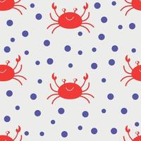 Sea crab seamless pattern, repeating polka dot pattern background vector