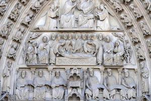 Notre dame paris cathedral statue sculpture and roof before fire photo