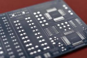 Blue microcontroller chip. A chip with a processor. A chip for assembling the device. photo