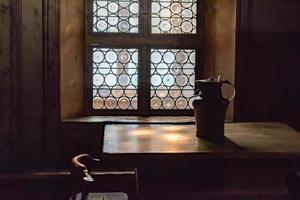 medieval castle yellow glass door detail photo