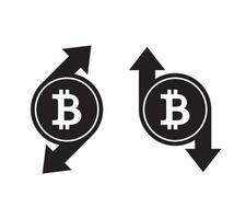 Bitcoin price up down icon vector. Fluctuating cryptocurrency value sign symbol vector