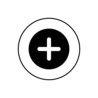 Add button, plus icon vector isolated on circle line background