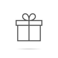 regalo caja, presente icono vector en línea estilo