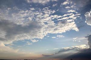 sunset dark blue cloud with white golden light sky background and city light midnight evening time photo