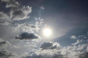 sunset sky above heavy dark clouds almost raining with dramatic Rays of light shining down background and city evening time photo