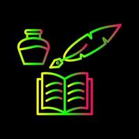 icono de vector de pluma y libro único