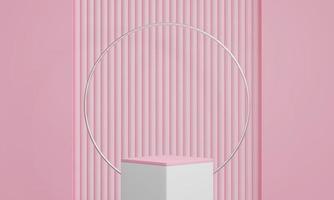 Podium 3D on pink backdrop.Product display presentation.Abstract scene background.Realistic circle stand.Pedestal product on Minimal scene.Geometric platform show cosmetic product, mock up.3D render photo