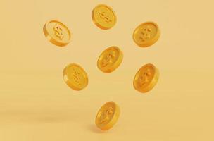 Gold coin on white background.3D Stack of Gold Coins Icon Isolated.Symbol of investment, savings and business.money management.Saving and money growth concept.Dollar Coin.3D render,Illustration. photo