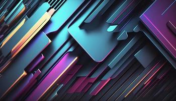 3D Abstract technological background. Gradient metallic stripes. Fashion industrial design. photo