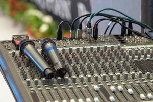 sound mixer and microphone close up photo