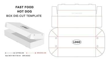 Hot dog box die cut template vector