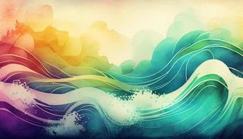 Watercolor texture waves soft colorw wavy background photo