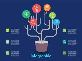 Infographic business tree chart to present data, progress, direction, growth, idea. vector