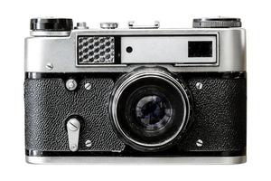 1091 negro clásico cámara aislado en un transparente antecedentes foto