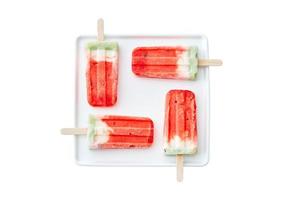 1989 White plate with ice cream fruit popsicle isolated on a transparent background photo