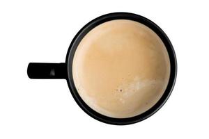 1086 Black cup with coffee milk isolated on a transparent background photo