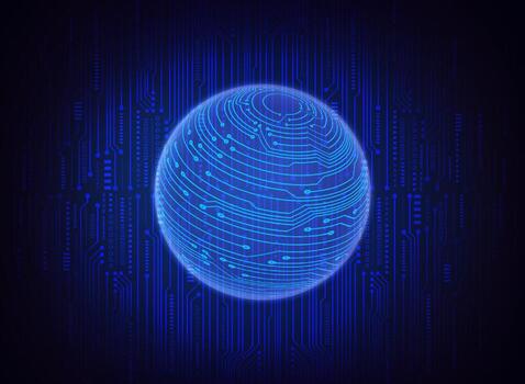 Modern Holographic Globe on Technology Background vector