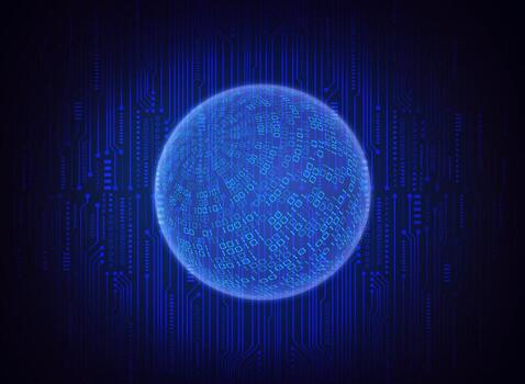 Modern Holographic Globe on Technology Background vector