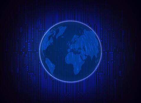 Modern Holographic Globe on Technology Background vector