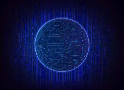 Modern Holographic Globe on Technology Background vector