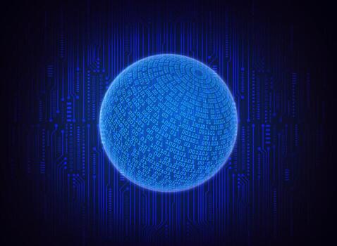 Modern Holographic Globe on Technology Background vector