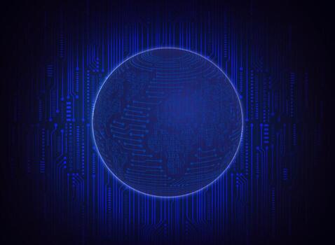 Modern Holographic Globe on Technology Background vector