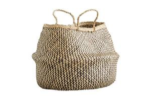 162 Beige woven basket isolated on a transparent background photo