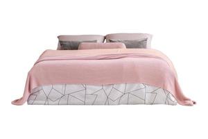 439 cama con rosado hojas y almohadas aislado en un transparente antecedentes foto