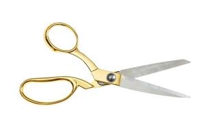 6798 Gold scissors isolated on a transparent background photo