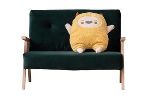 5562 Green sofa with yellow plush toy isolated on a transparent background photo