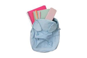 3766 Blue backpack with notebooks isolated on a transparent background photo