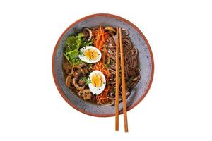 3052 Ramen with chopsticks isolated on a transparent background photo