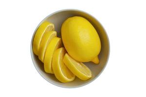 1597 White bowl with lemons isolated on a transparent background photo