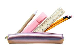 1515 Pink pencil case isolated on a transparent background photo