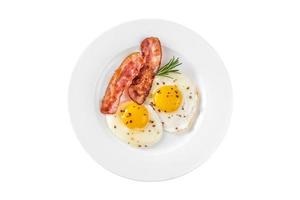 3249 Eggs and bacon breakfast isolated on a transparent background photo