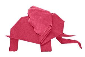 7342 Pink paper elephant isolated on a transparent background photo