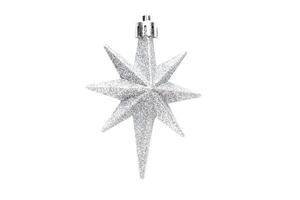 6950 Silver christmas star isolated on a transparent background photo