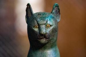 egyptian cat bronze green statue photo