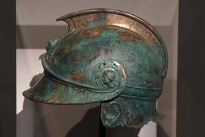 Ancient Greek war helmet photo
