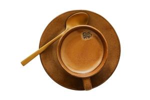 3501 Brown plate and cup of coffee isolated on a transparent background photo