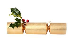 6717 Gold christmas cracker isolated on a transparent background photo