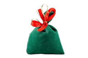 6682 Green christmas gift pouch isolated on a transparent background photo