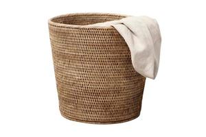577 Beige basket and white blanket isolated on a transparent background photo