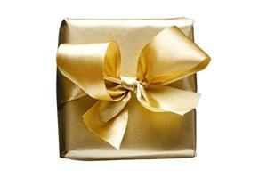 4868 Golden christmas gift isolated on a transparent background photo