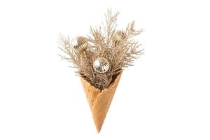 6666 Gold christmas cone isolated on a transparent background photo