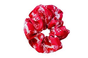 621 Red cotton scrunchy isolated on a transparent background photo