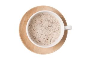 838 Wooden plate and cup with coffee isolated on a transparent background photo