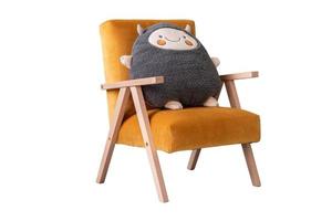 5560 Orange chair and gray plush toy isolated on a transparent background photo