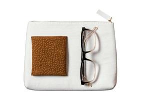 2575 White mini bag with eyeglass lenses isolated on a transparent background photo